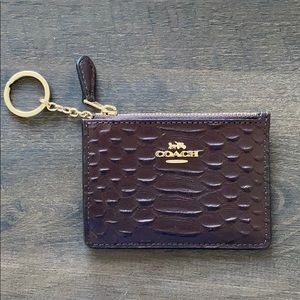 *NEW* Coach Maroon Snakeskin Card Case with Chain